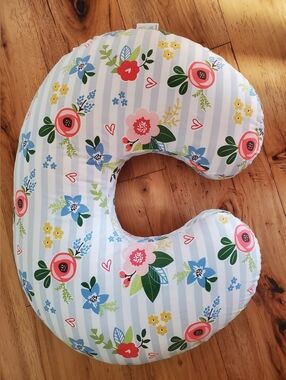 Boppy Nursing Pillow Floral Blue Striped Cover
